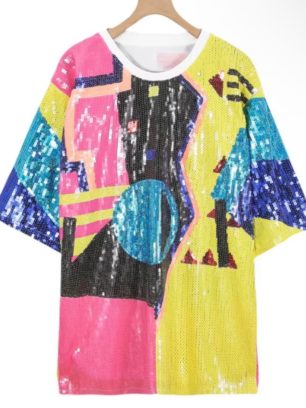 Sequin Colorblock Shift Dress in Bright Multi - Picture 3 of 6